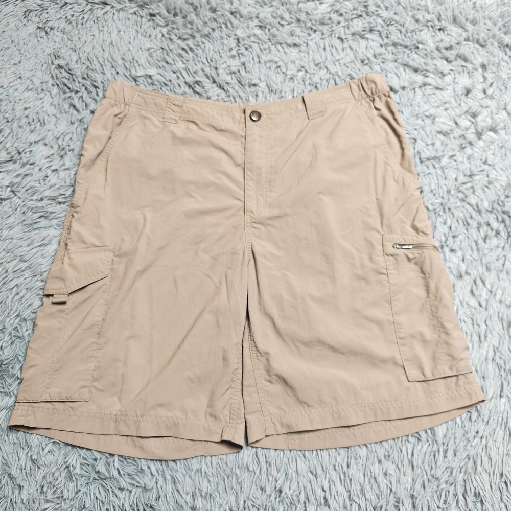 Columbia Cargo Omni Shade Shorts Mens 38 Tan Nylon Sun Protection Hiking Outdoor